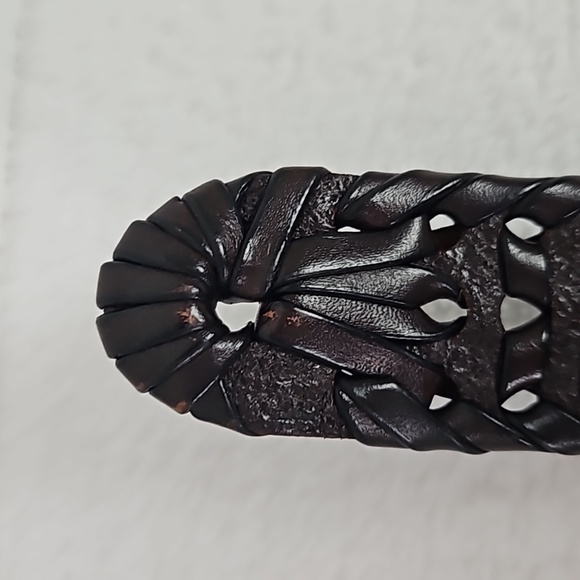 Fossil | Men's Classic Brown Woven Roller Leather Silver Tone Buckle Belt Sz 38 - Picture 8 of 13